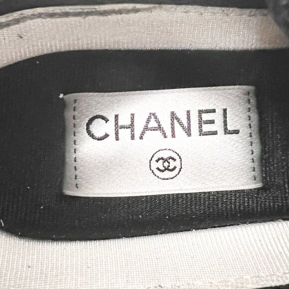 Chanel Logo Trainer Sneakers Black White Mesh Suede 39½- Style G38299 - Picture 7 of 9